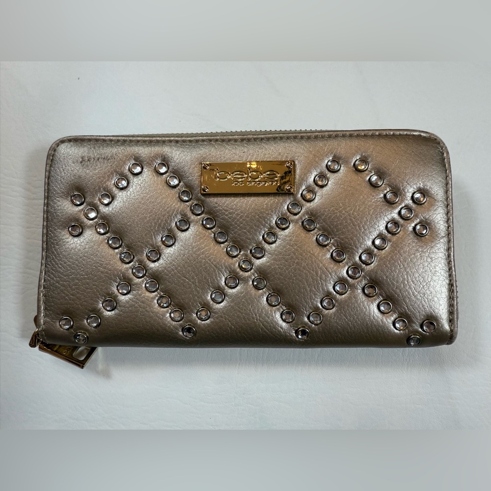 BEBE studded silver wallet (blemish on corner)